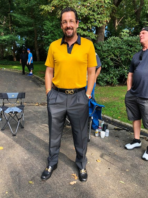 #TeeTime #AdamSandler: adam sandler uncut gems outfit,  costume designer,  film producer,  howard ratner,  adam sandler,  uncut gems  