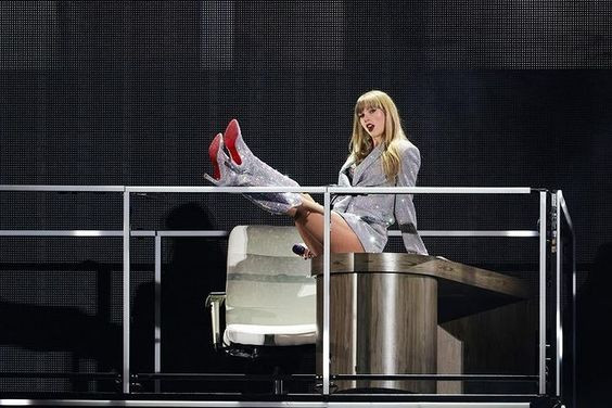 Silver dazzle and a glimpse of red heels, she's on fire!: taylor swift slaying eras tour,  audio equipment,  stage equipment,  Performing Arts,  soldier field,  2023 met gala,  the eras tour,  Concert tour,  Taylor Swift,  pop music  
